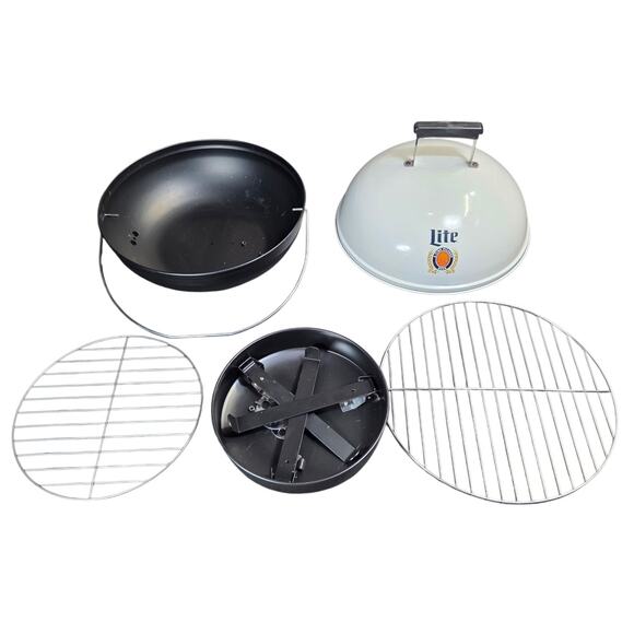 Miller Lite New Charcoal Grill Portable Small Outdoor Cooking Grilling Food - Picture 2 of 8